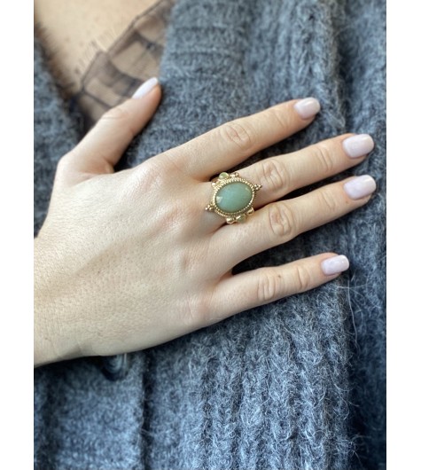 Bague Acier - Chevalière avec ornements et pierres incrustées 