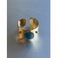 Bague Acier - Jonc ouvert avec détails pastilles et pierre
