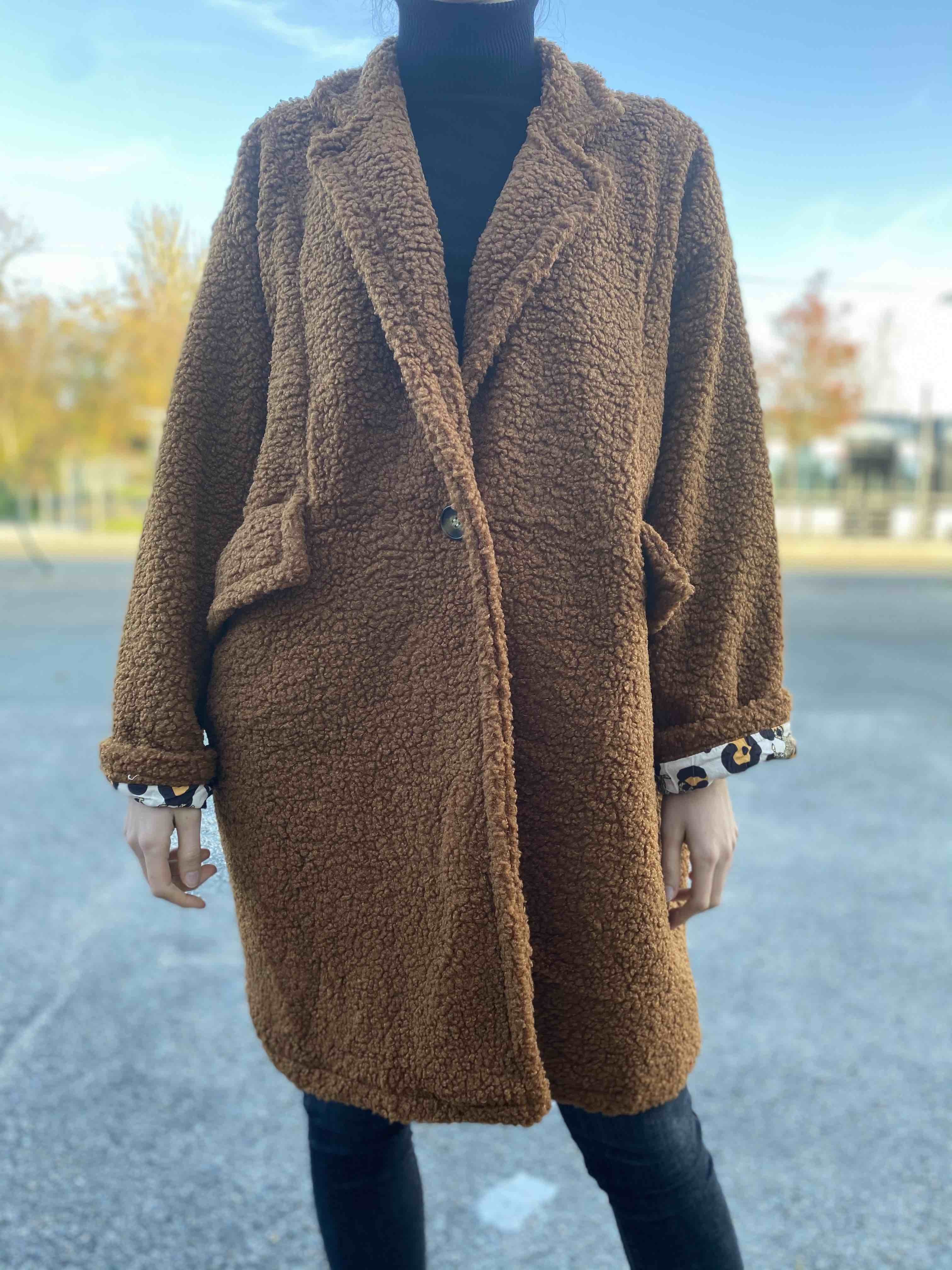 Manteau teddy bear avec bouclette et doublure 