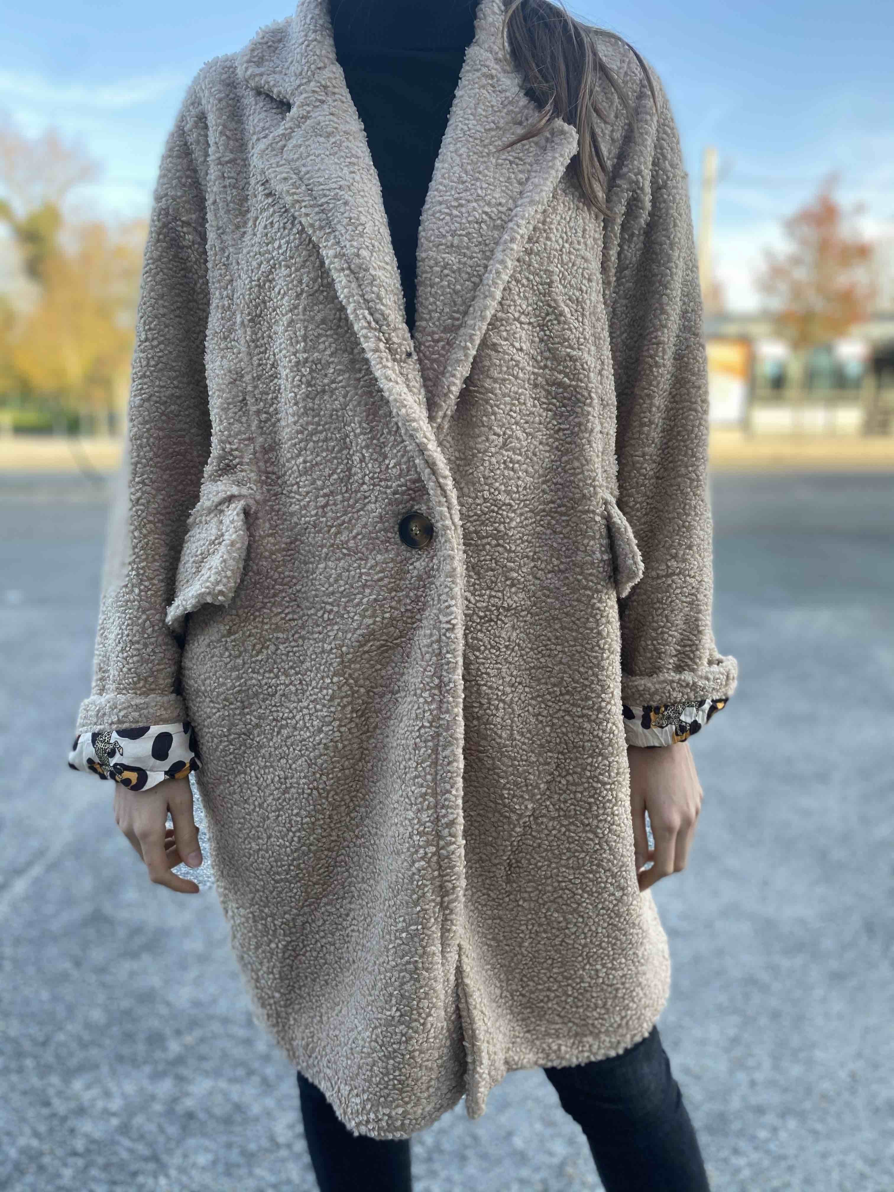 Manteau teddy bear avec bouclette et doublure 