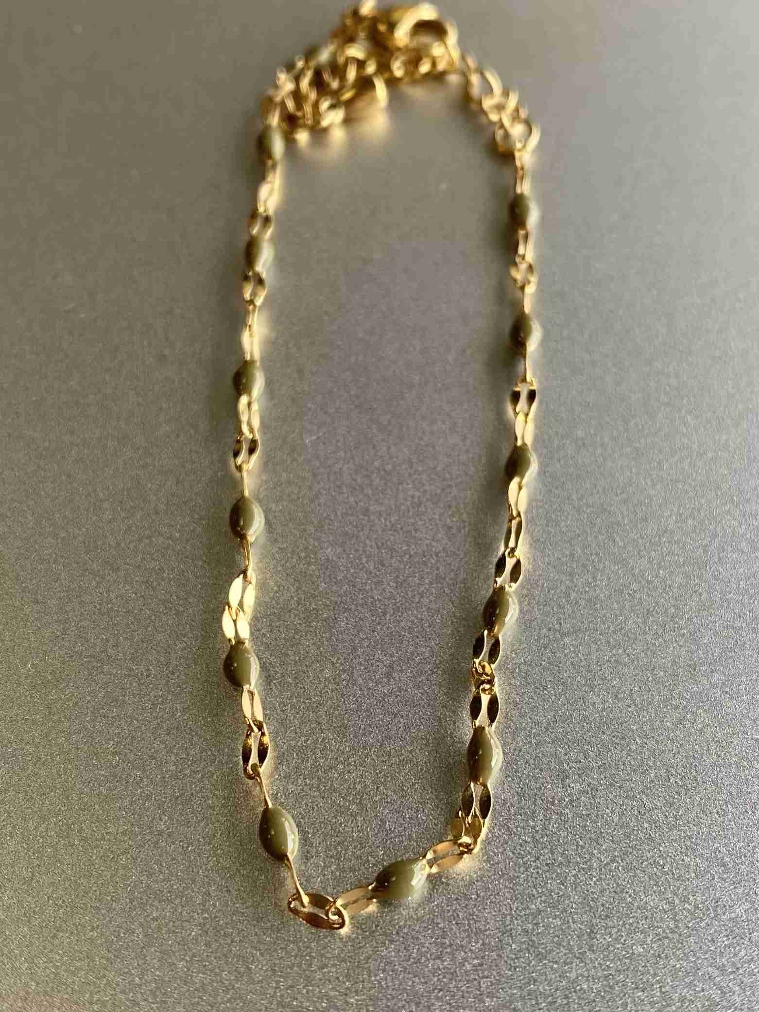 Collier Acier - Mini perles sur chaine maille ovale brillante