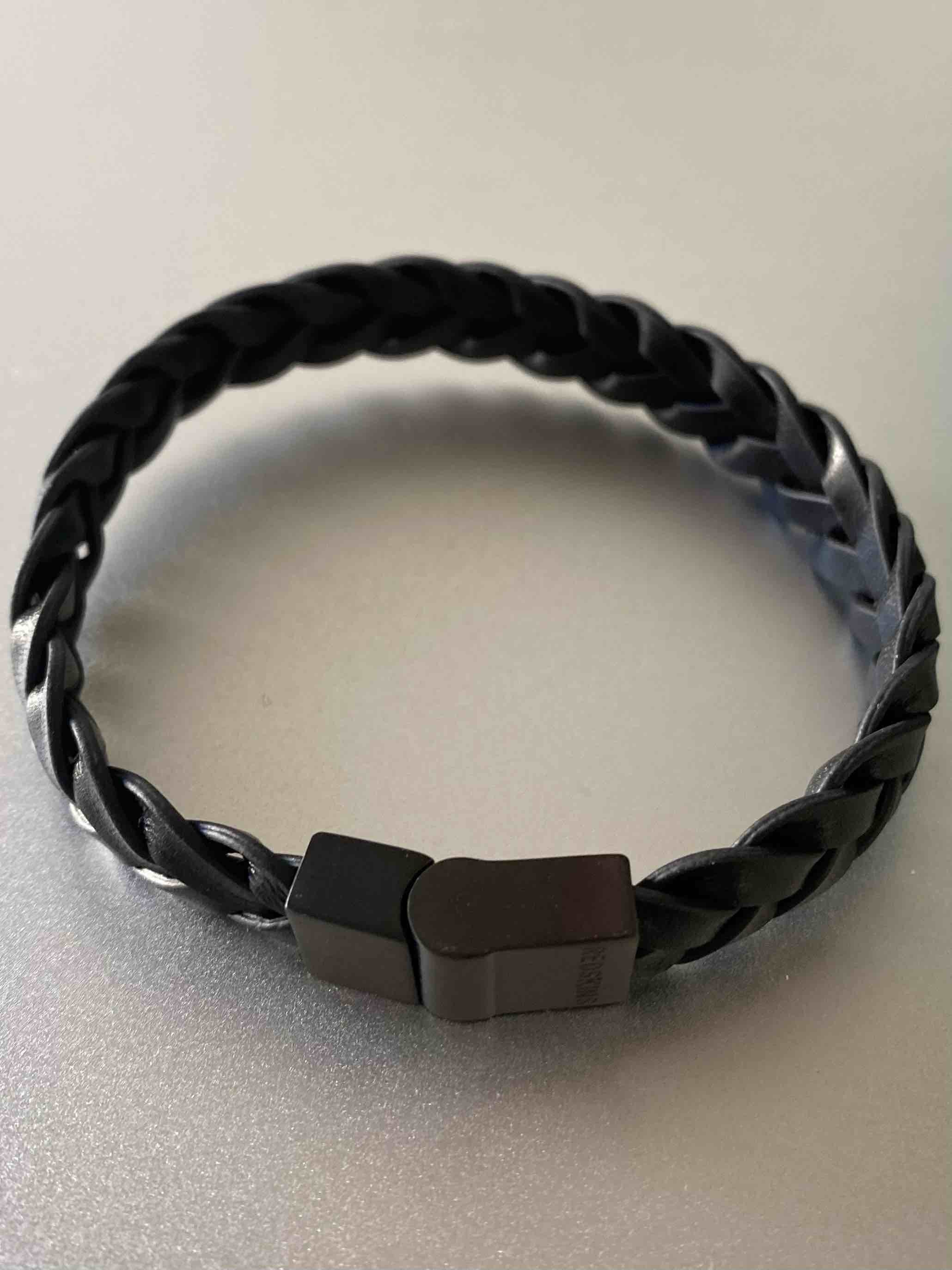 Bracelet Acier - Tressage épais en cuir avec fermoir acier 