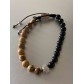 Bracelet Acier - Perles épaisses naturelles avec pastille acier 