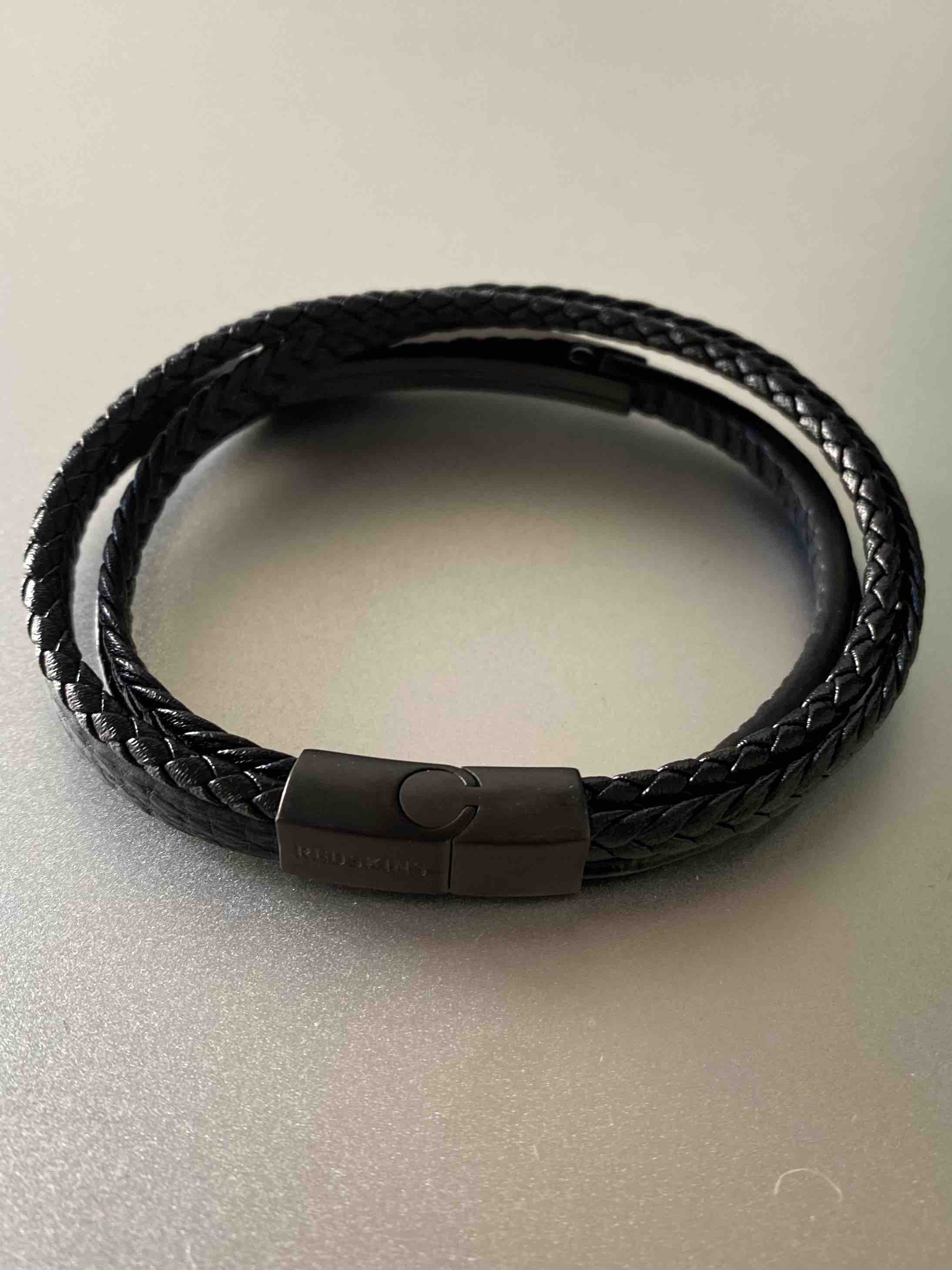 Bracelet Acier - Rectangle acier contrasté sur multi-rangs cuir 