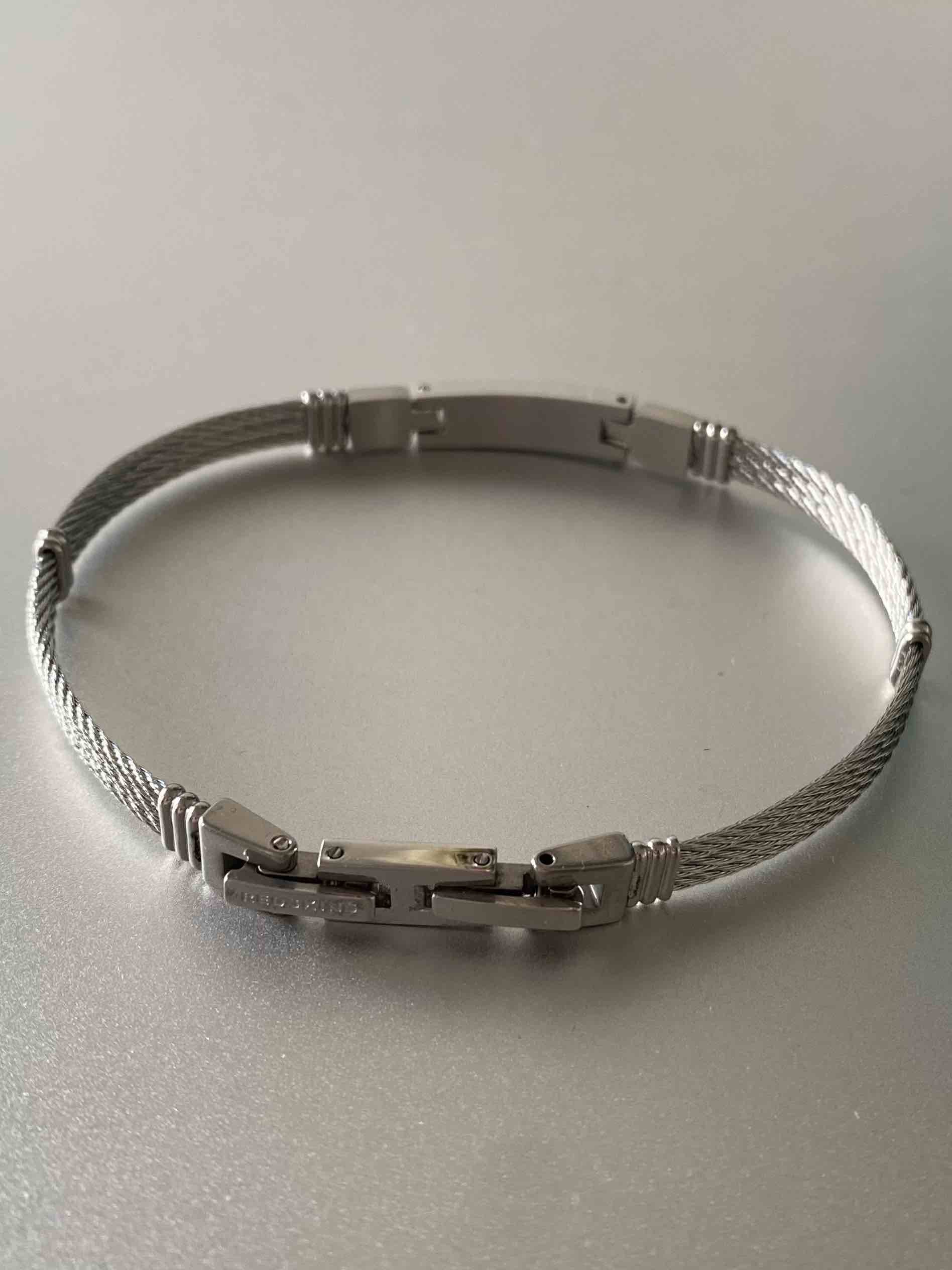 Bracelet Acier - Maillon rectangle sur multi-cables torsadés acier 