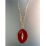 Collier Acier - Grosse pastille ovale centre losange fin sur chaine 