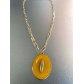 Collier Acier - Grosse pastille ovale centre losange fin sur chaine 