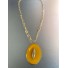 Collier Acier - Grosse pastille ovale centre losange fin sur chaine 