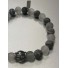 Bracelet - Rang perles transparentes et marbrées avec pastille acier