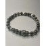 Bracelet Acier - Rang perles et pastille acier incrustée tête de mort