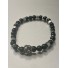 Bracelet Acier - Rang perles et pastille acier incrustée tête de mort