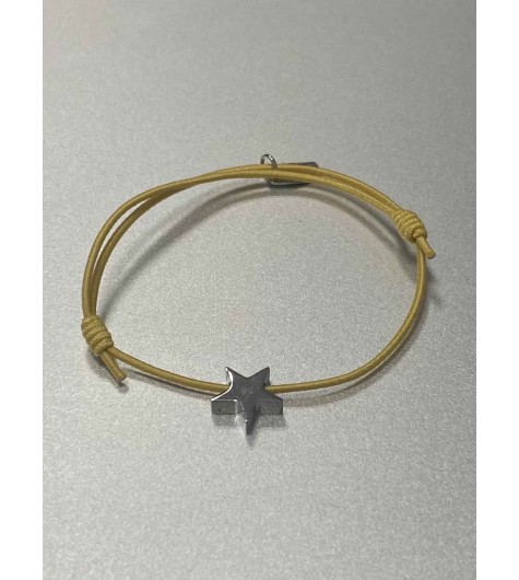Bracelet Acier - Pastille étoile sur cordon coloré 