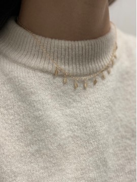 Collier Plaqué Or - Plumes pendantes sur chaine fine 