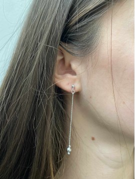 BO percées Argent - Perles sur chaines torsadées pendantes 