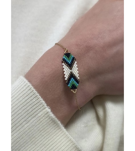 Bracelet Acier - Avec motif en perles de couleurs