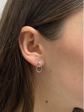 BO percées Argent - Ovales plat entrelacés pendants 