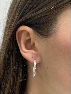 BO percées Argent - Grands anneaux 2.5cm incrustations strass 