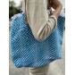 Sac porté épaule/cabas coton zigzag anses cuir 