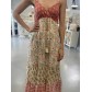 Robe longue patch de fleurs fines bretelles