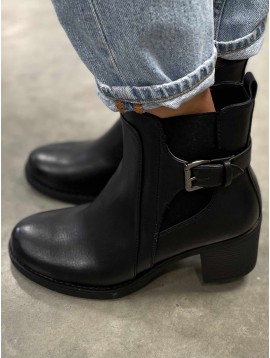 Bottines avec talon et 1 boucles sur le côté-semelle épaisse