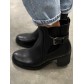 Bottines avec talon et 1 boucles sur le côté-semelle épaisse