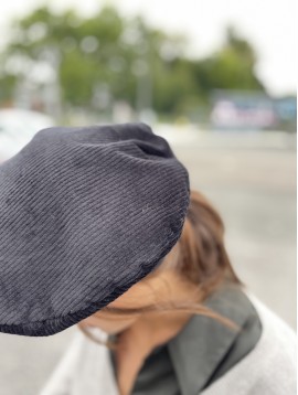Beret tissu velours cotelé interieur et bord polaire