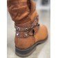 Bottines avec petit talon et multi liens boucles et rivets