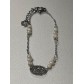 Bracelet acier - Pastilles ovales ornées et perles sur chaine fine 