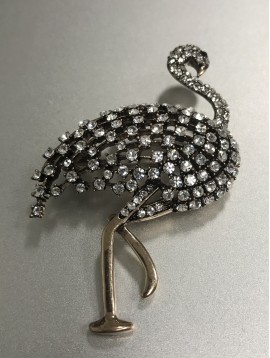 Broche - Flamant rose tout strass 