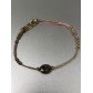Bracelet Acier - Pierre naturelle ovale sur cordon et perles dorées