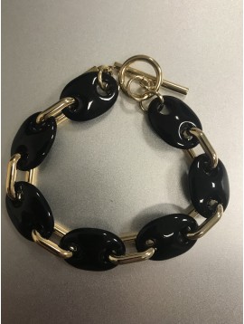 Bracelet Acier - Maillons grains de café épais et anneaux acier 
