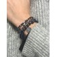 Bracelet - Multirangs perles et strass "Amour" avec pompon 