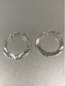 BO percées Argent - Anneaux plats gravés 2.5 cm