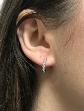 BO percées Argent - Petits anneaux effet perlés et strass 1.5cm
