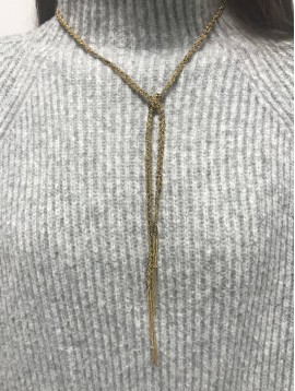 Collier Long - Chaines fines tressées fermoir noeud 