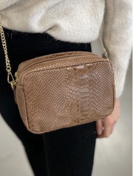 Sac cuir porté travers chainette cuir façon animal 