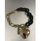 Bracelet Acier- Pendentif coeur bombé chaines mailles forçat et résine