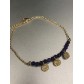 Bracelet Acier- Chaine fine perles et pastilles pendantes 
