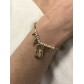 Bracelet Acier- Pendentifs cadenas strass et clés sur chaine et perles