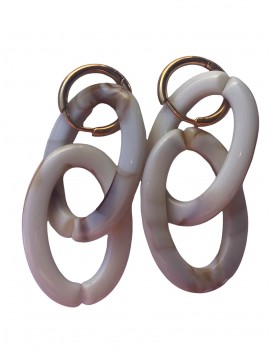  BO percées Acier - Petits anneaux dorés avec ovales résine pendants 