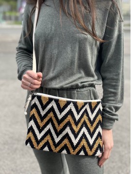 Sac/pochette porté travers avec zig-zags et détails lurex