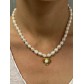 Collier Acier - Court rang perles asymétriques avec pendentif coeur 