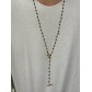 Collier long- Petites perles sur chaine fine avec pendentif fermoir 