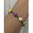 Bracelet Acier - Rang perles coeur et petites perles dorées 