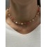 Collier Acier - Court rang grosses perles colorées et perles dorées