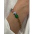 Bracelet Acier - Rang perles coeur et chaine maillons ovales