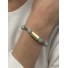 Bracelet Acier -Cylindre "love" et pierres naturelles sur élastique