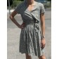Robe mi-longue croisée motif fleurie ceinture assortie
