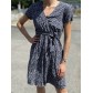 Robe mi-longue croisée motif fleurie ceinture assortie