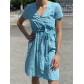 Robe mi-longue croisée motif fleurie ceinture assortie